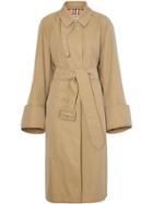 Burberry Exaggerated Cuff Cotton Gabardine Car Coat - Neutrals