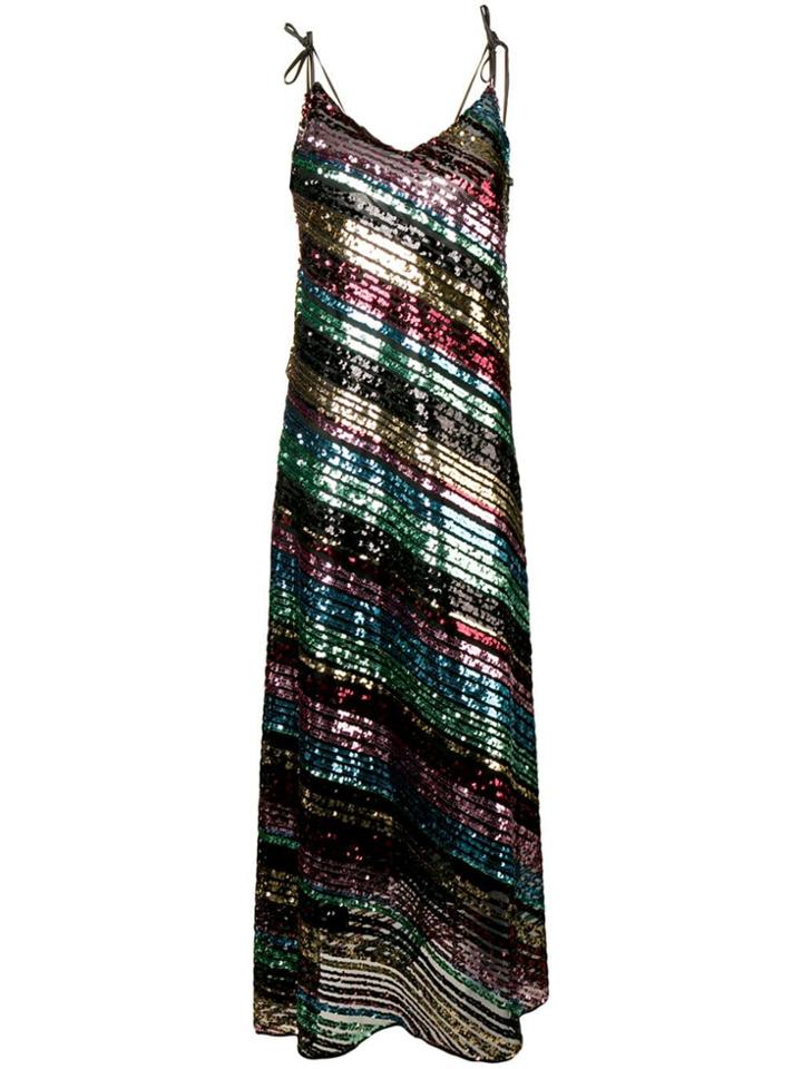 Athena Procopiou Rainbow Sequin Evening Dress - Black