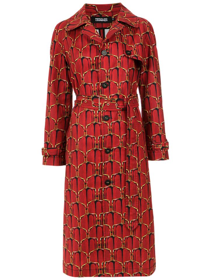 Reinaldo Lourenço Printed Trenchcoat - Red