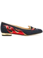 Charlotte Olympia Hot Kitty Slippers - Blue