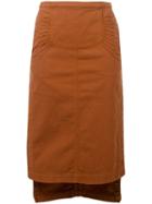 Nº21 Side Slit Pencil Skirt - Brown