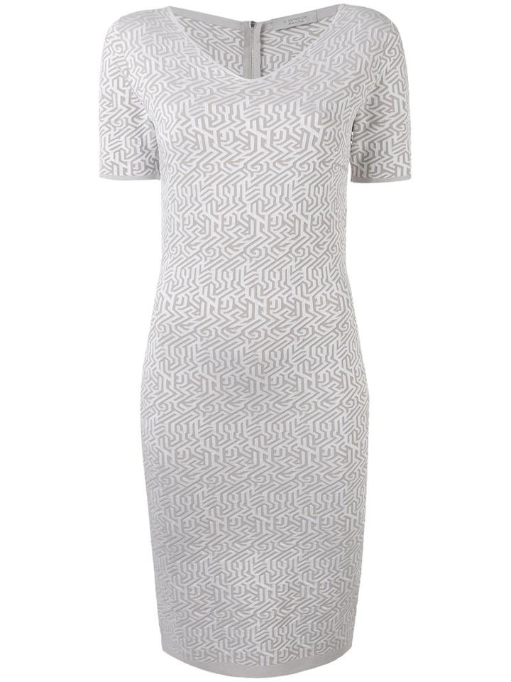 D.exterior - Geometric Pattern Fitted Dress - Women - Polyester/viscose - M, White, Polyester/viscose