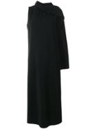 Alberta Ferretti One Shoulder Cape Dress - Black
