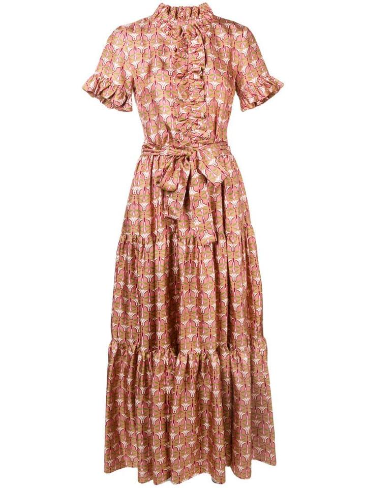 La Doublej Ruffled Geometric Print Dress - Pink