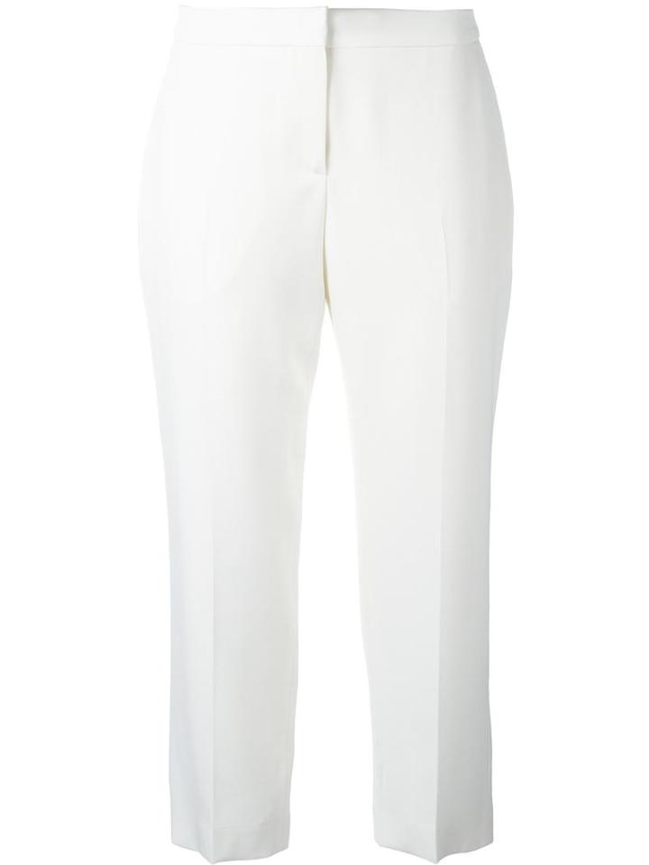 Alexander Mcqueen Cropped Tailored Trousers, Women's, Size: 40, White, Virgin Wool/cupro