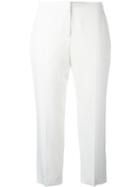 Alexander Mcqueen Cropped Tailored Trousers, Women's, Size: 40, White, Virgin Wool/cupro