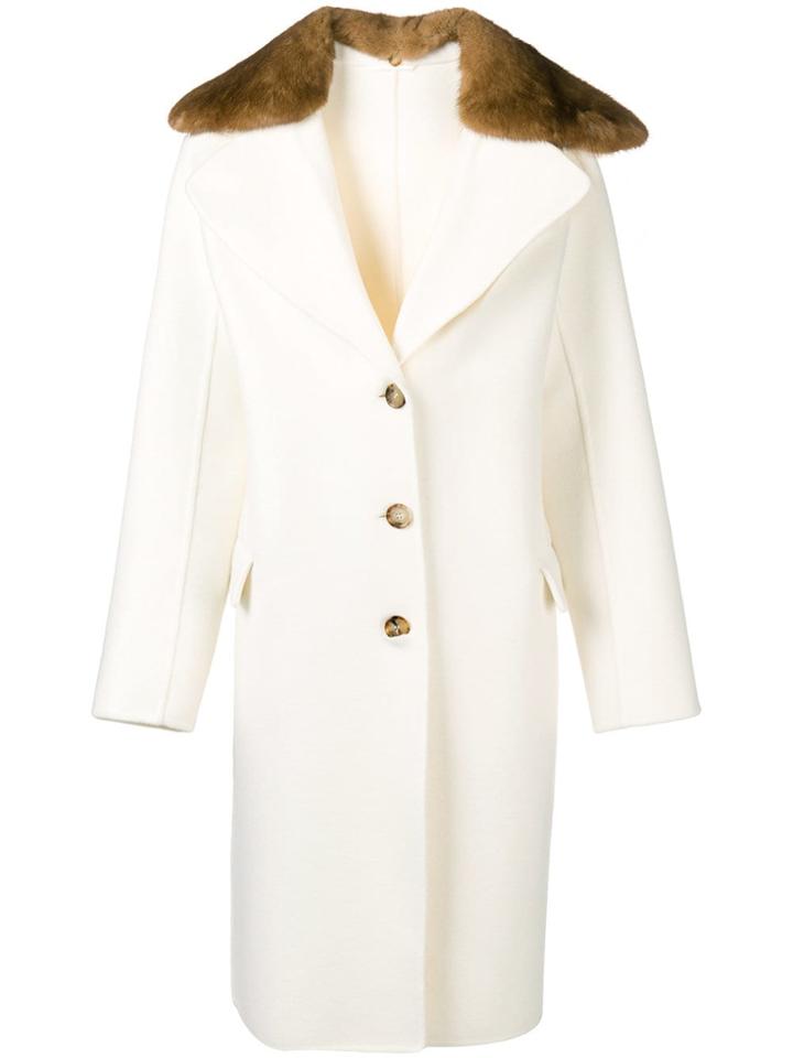 Ermanno Scervino Fur Trim Coat - Nude & Neutrals