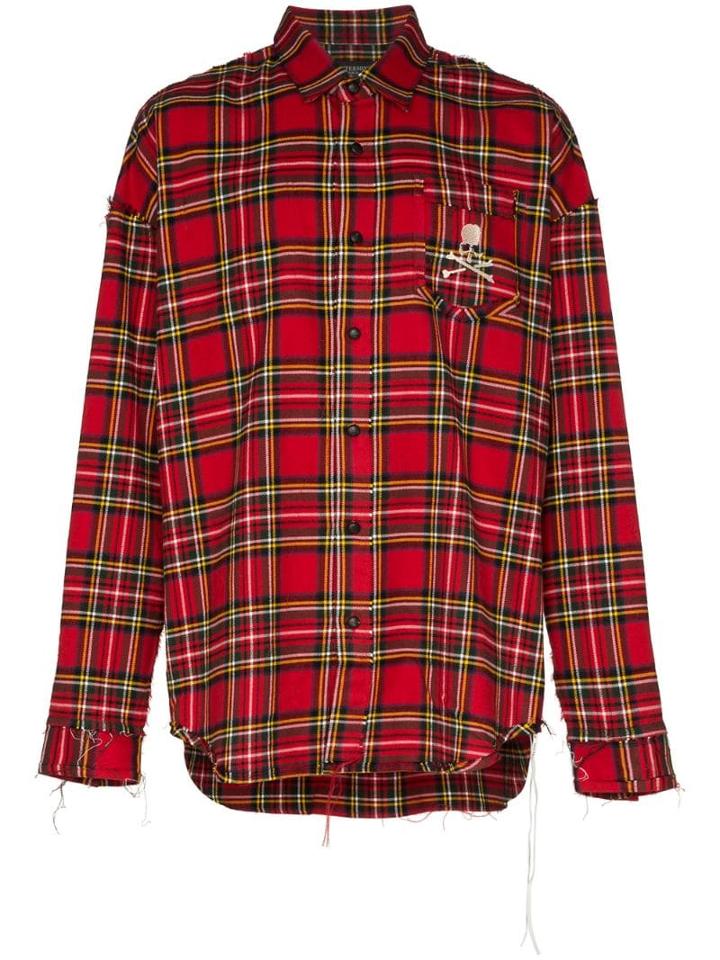 Mastermind Japan Check Skull Logo Shirt - Red