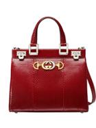 Gucci Gucci Zumi Snakeskin Small Top Handle Bag - Red