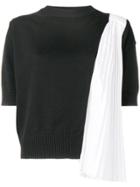 Sacai Draped Pleated Detail Sweater - Black