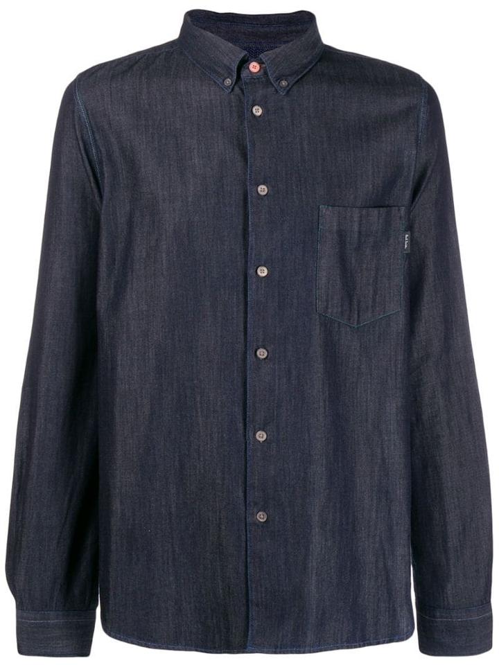 Ps Paul Smith Plain Denim Shirt - Blue
