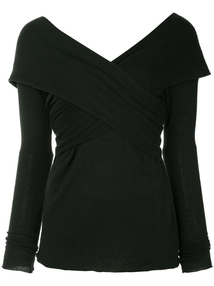 Muller Of Yoshiokubo Off Shoulder Cache Coeur Top - Black