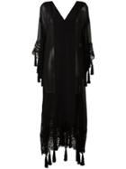 Alberta Ferretti Lace-detail Sheer Coat, Women's, Size: 38, Black, Silk/cotton/polyester