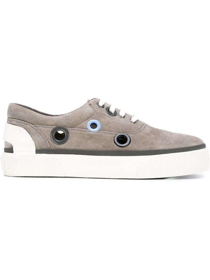 Lanvin Low Sneakers, Men's, Size: 8, Grey, Bos Taurus/rubber