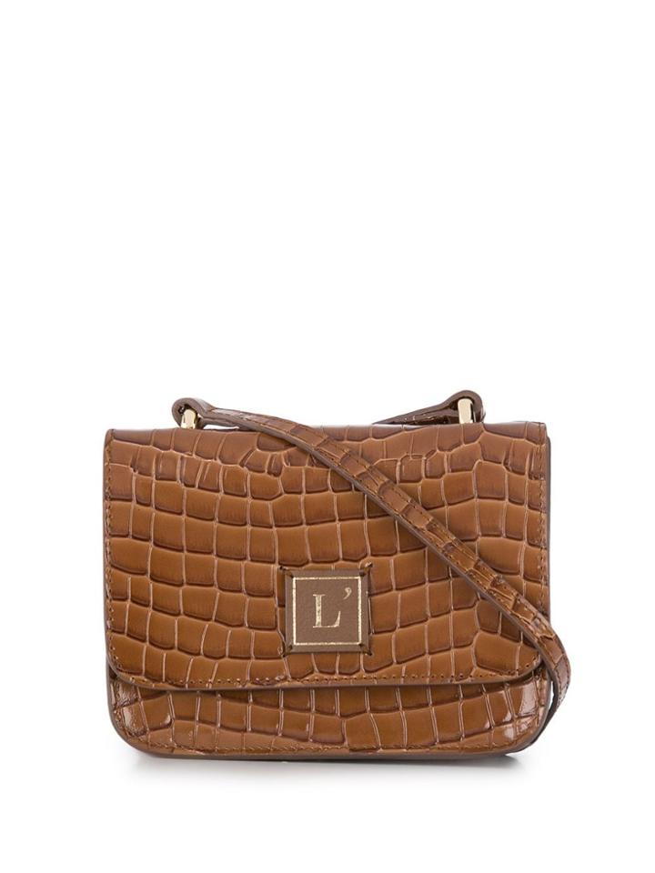 L'autre Chose Crocodile Print Mini Cross Body Bag - Brown