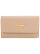 Prada Saffiano Card Wallet - Nude & Neutrals