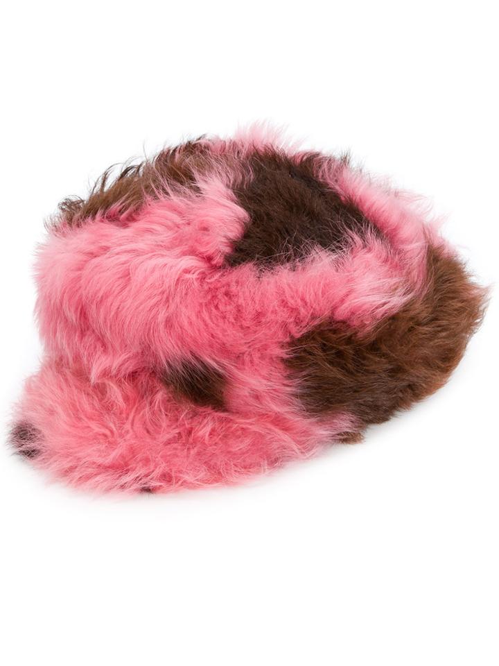 Prada Combined Shearling Cap - Pink & Purple