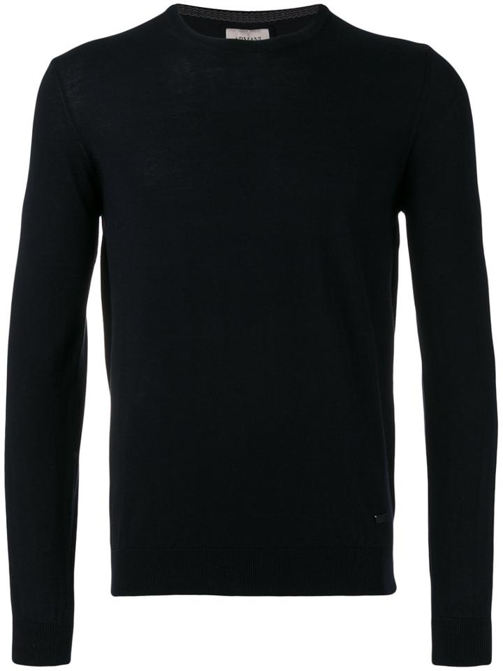 Armani Collezioni Crew Neck Jumper, Men's, Size: 52, Blue, Cotton