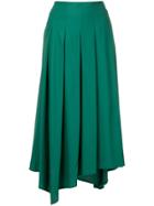 Aula Asymmetric Pleated Skirt - Green
