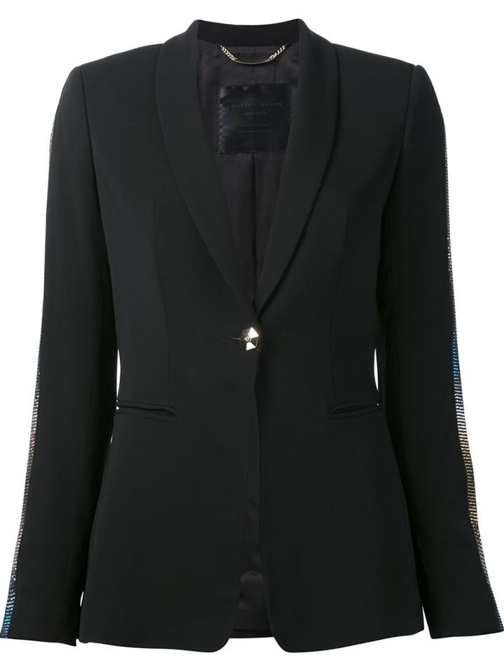 Philipp Plein Embellihed Blazer, Women's, Size: Medium, Black, Viscose/spandex/elastane