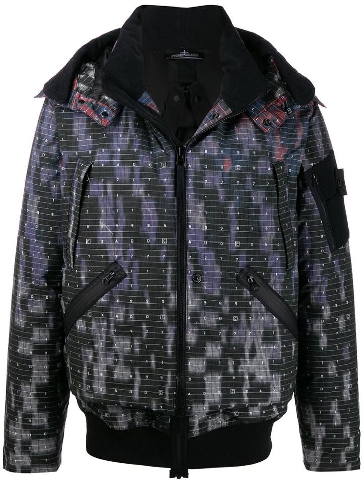 Stone Island Shadow Project Hooded Abstract-print Padded Jacket -