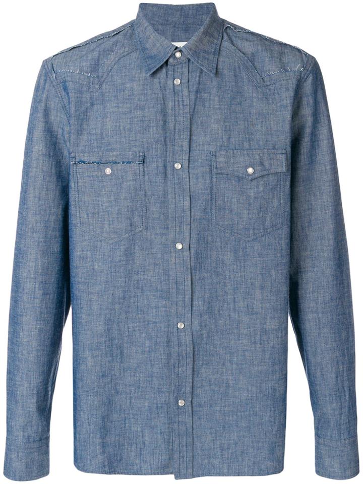 Maison Margiela Cut-out Western Chambray Shirt - Blue