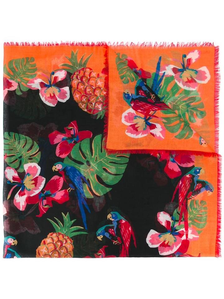 Valentino Parrot Print Scarf, Women's, Silk/cashmere/wool