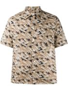 Valentino Palm Print Bowling Shirt, Men's, Size: 41, Cotton