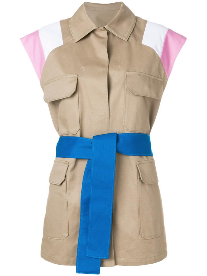Msgm Belted Safari Waistcoat - Nude & Neutrals