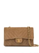 Chanel Pre-owned V Stitch Cc Double Flap Chain Shoulder Bag - Brown