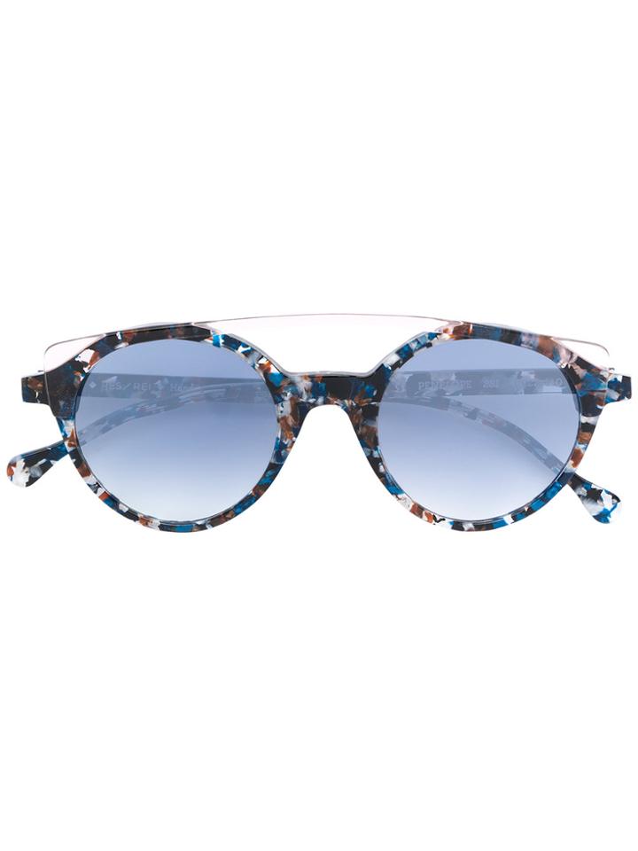 Res Rei Patterned Round Sunglasses - Blue
