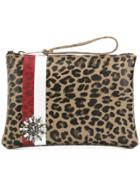 Gum Leopard And Stripe Print Clutch Bag - Multicolour