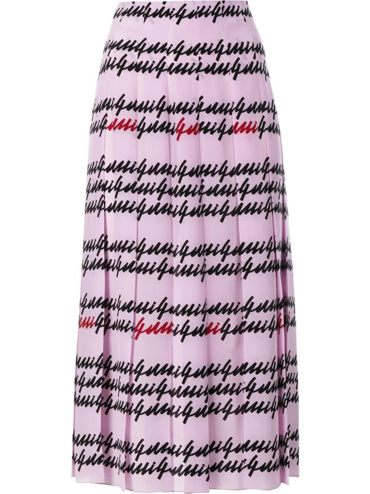 Gucci Handwriting Print Pleated Skirt - Pink & Purple