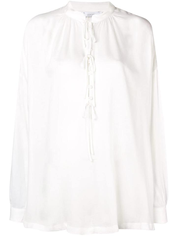 Iro Lace-up Flared Blouse - White