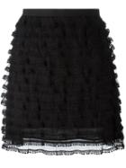 Red Valentino Tulle Detail Straight Skirt, Women's, Size: 40, Black, Polyester/cotton