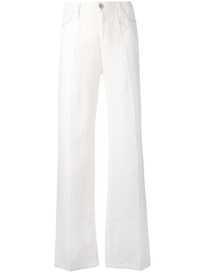 Armani Jeans Elongated Flared Trousers - White