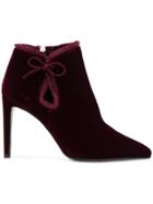 Stuart Weitzman Bow Trim Heeled Ankle Boots - Red