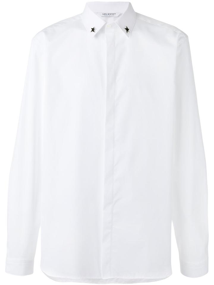 Neil Barrett - Star-embellished Collar Shirt - Men - Cotton - 39, White, Cotton