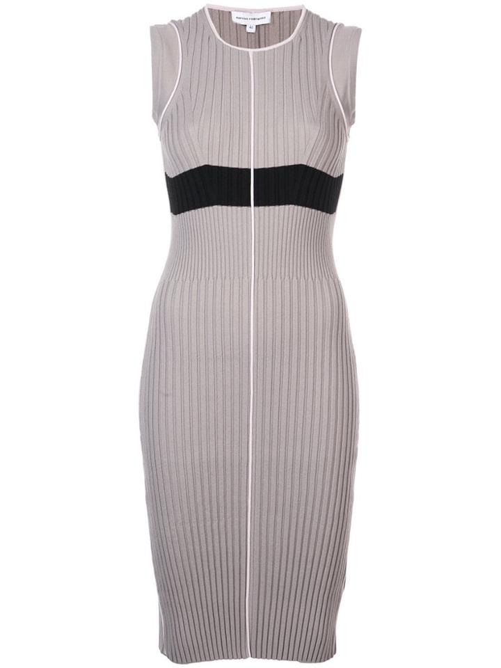 Narciso Rodriguez Ribbed Knit Fitted Dress - Neutrals