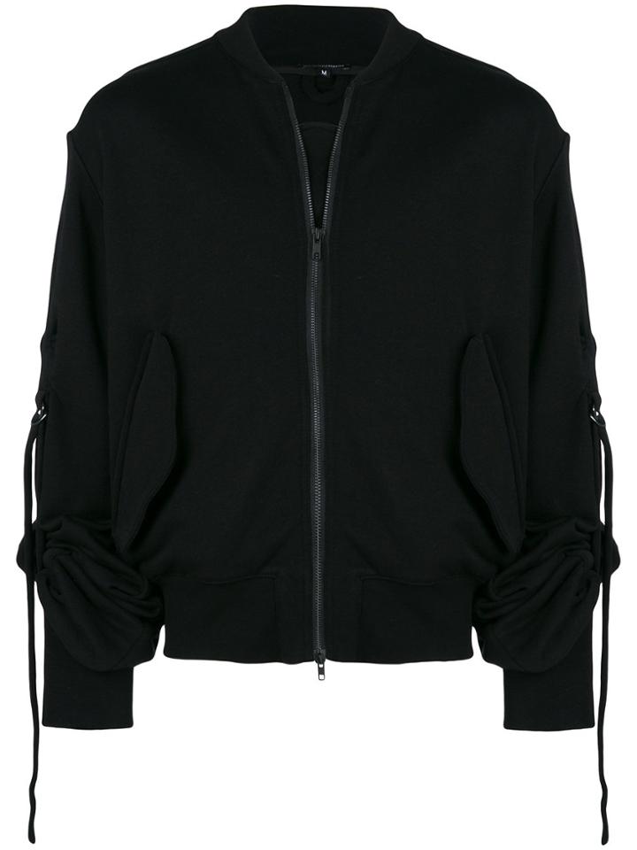 Ann Demeulemeester Zipped Gathered Sleeve Sweatshirt - Black