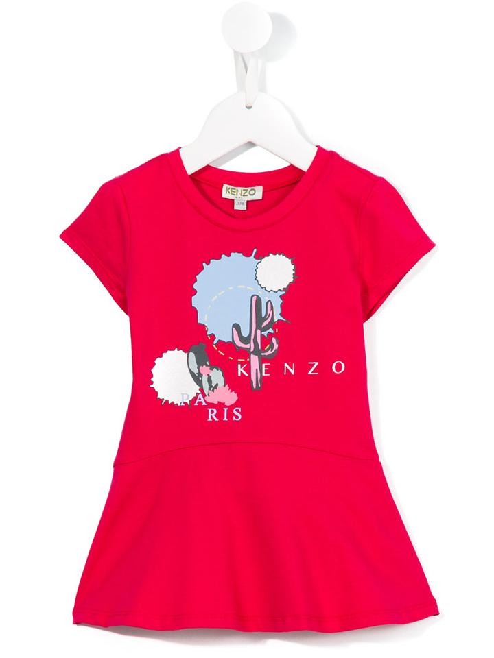 Kenzo Kids - Flared Logo Print Dress - Kids - Cotton/spandex/elastane - 36 Mth, Pink/purple