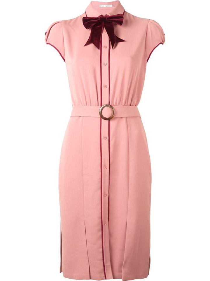 Alice+olivia 'carie' Puff Sleeve Dress, Women's, Size: 2, Pink/purple, Polyester/spandex/elastane