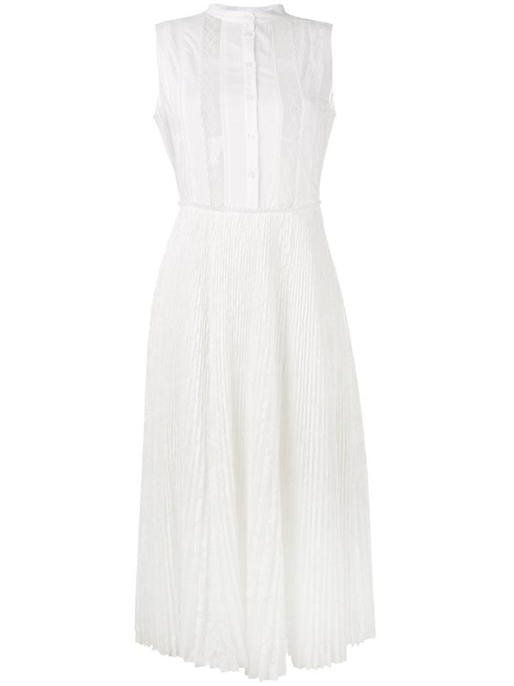 Ermanno Ermanno - Pleated Shirt Dress - Women - Cotton/polyamide/polyester - 42, Women's, White, Cotton/polyamide/polyester