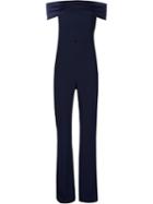 Galvan Off Shoulder Jumpsuit, Women's, Size: 38, Blue, Triacetate/polyester