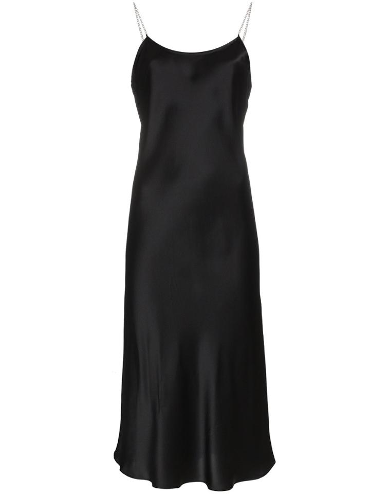 Michael Lo Sordo Silk Chain Strap Slip Dress - Black