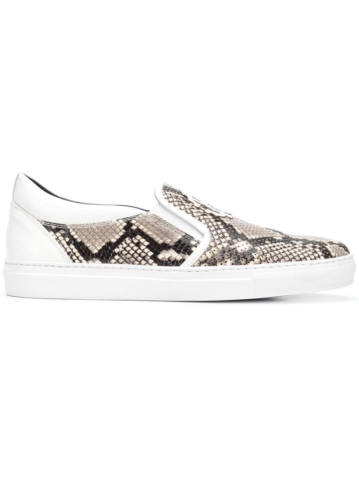 Roberto Cavalli Snake Print Slip-on Sneakers - Nude & Neutrals
