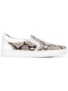 Roberto Cavalli Snake Print Slip-on Sneakers - Nude & Neutrals