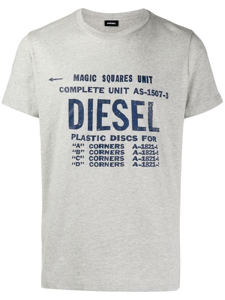 Diesel Logo Printed T-shirt - Grey