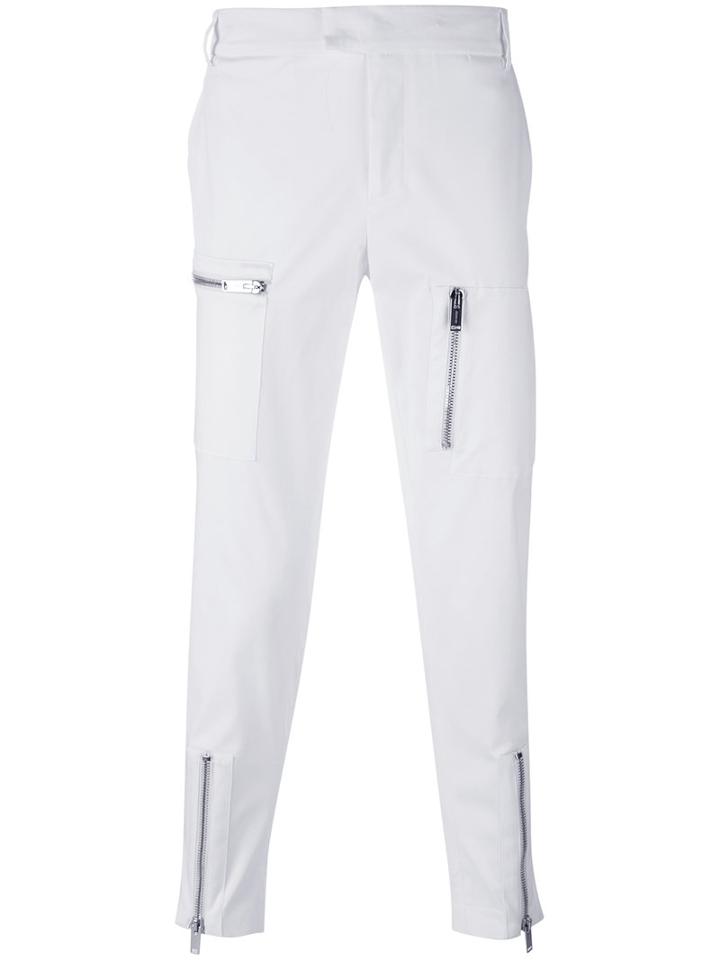 Les Hommes - Asymmetric Pocket Chino Trousers - Men - Cotton/spandex/elastane - 46, White, Cotton/spandex/elastane