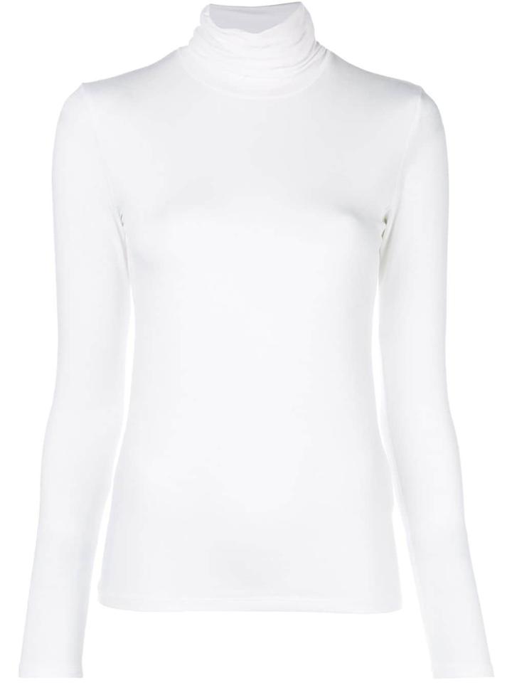 Majestic Filatures Roll Neck Jersey Top - White